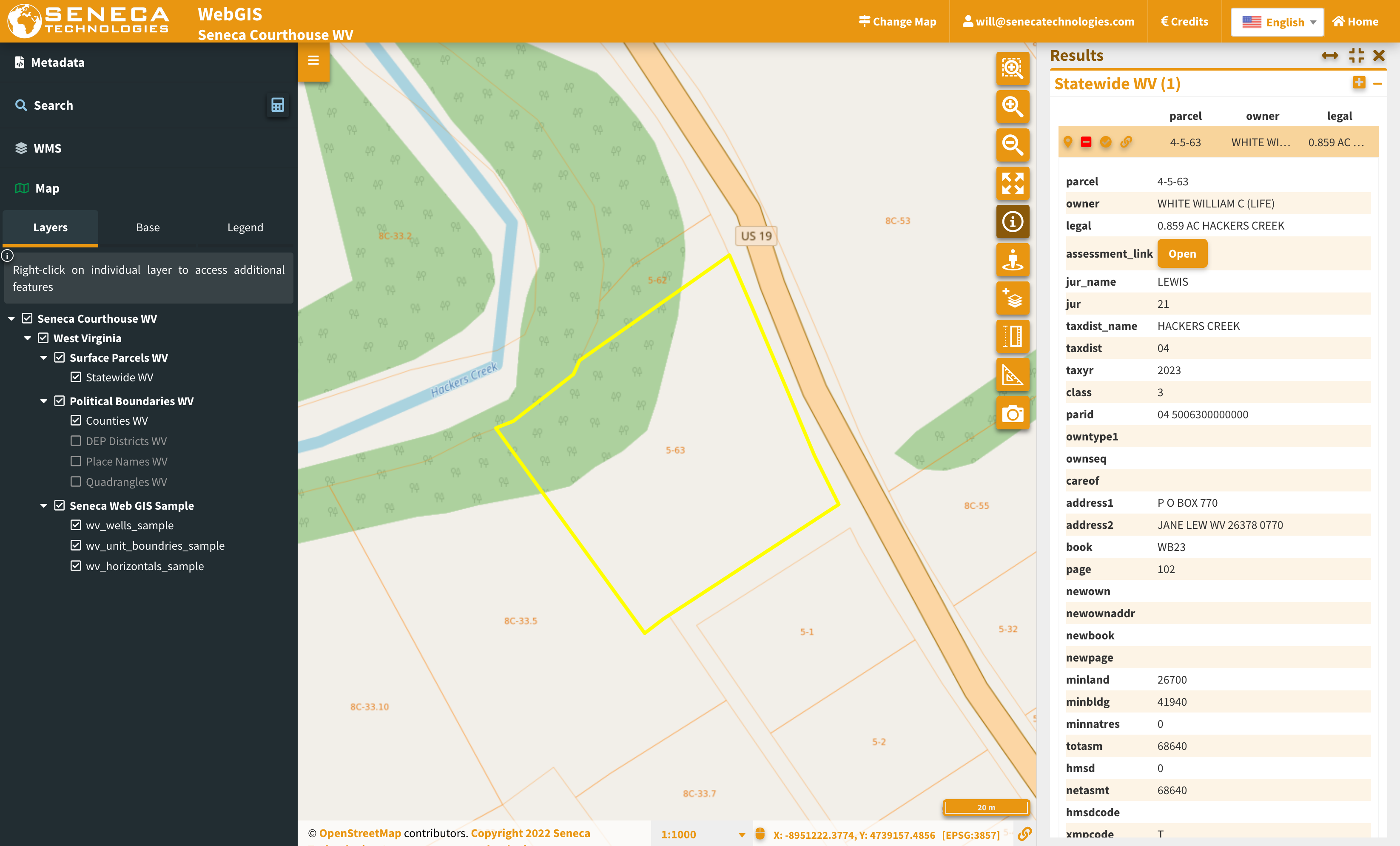 Seneca Courthouse Map Interface