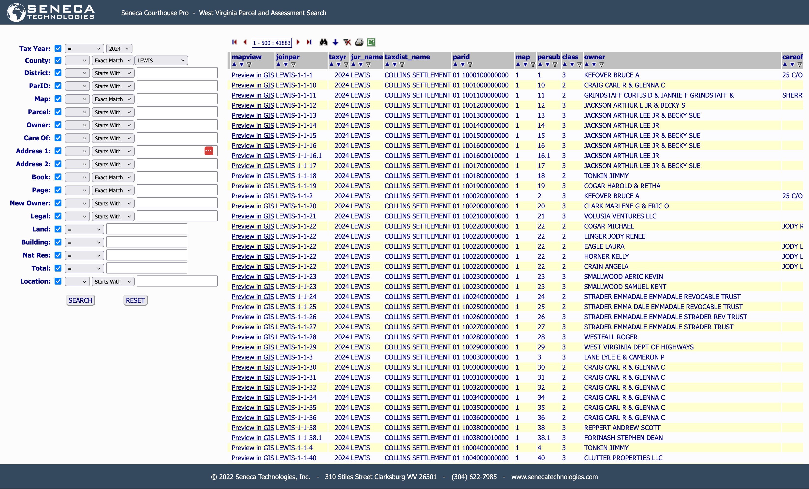 Seneca Courthouse Search Interface